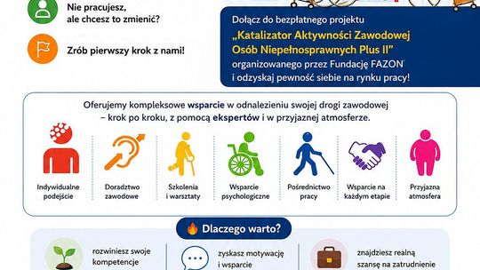 Bezpłatne wsparcie zawodowe dla osób z niepełnosprawnościami