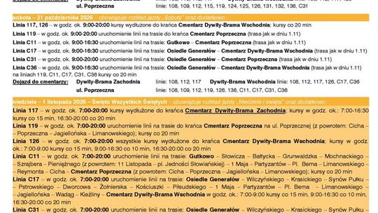 Na cmentarze komunikacją miejską. Więcej połączeń na Wszystkich Świętych