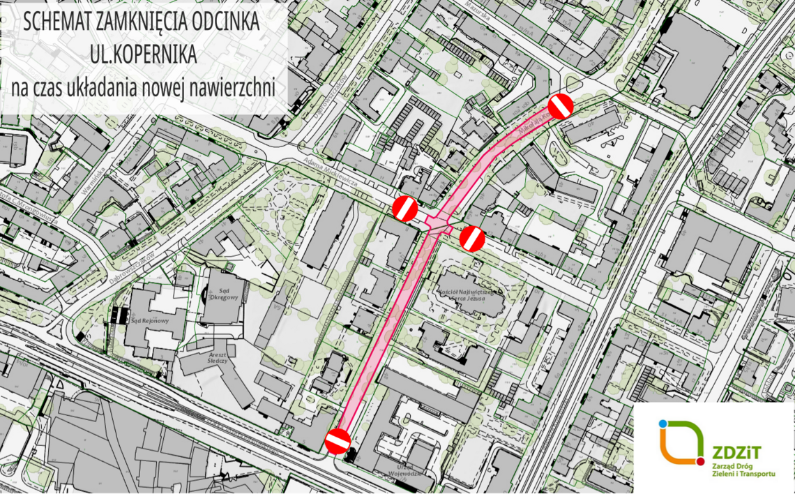Utrudnienia na ul. Kopernika – rusza kolejny etap prac drogowych